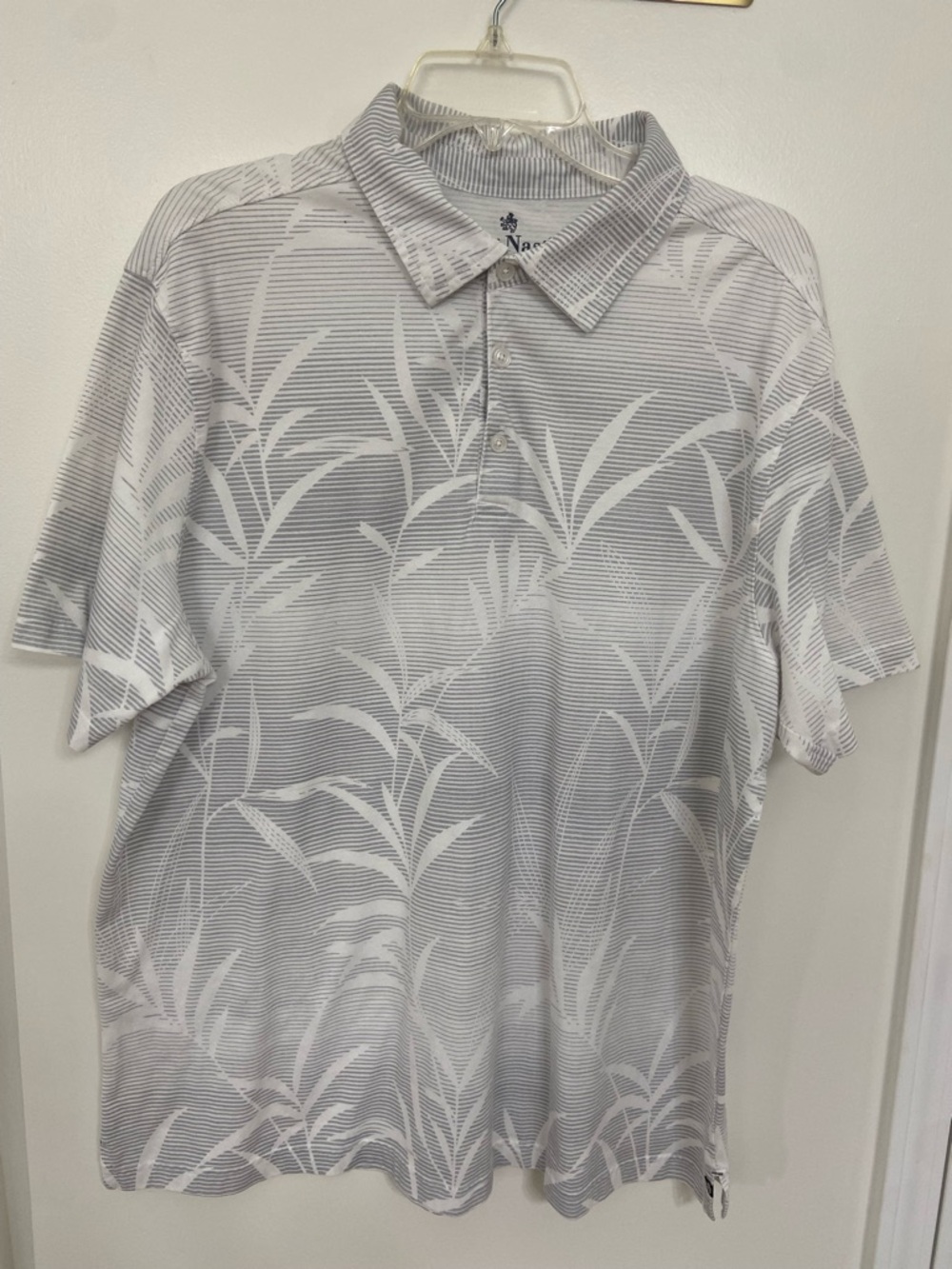 Nat Nast Gray & White Palm-Print Polo